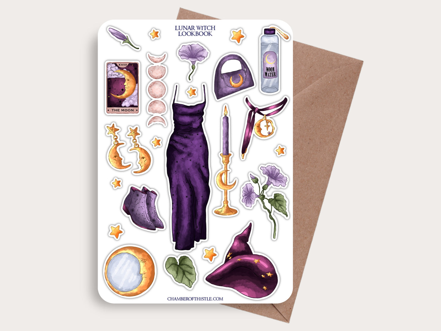 Lunar witch lookbook sticker sheet