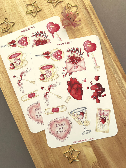 Heart & Hex sticker sheet