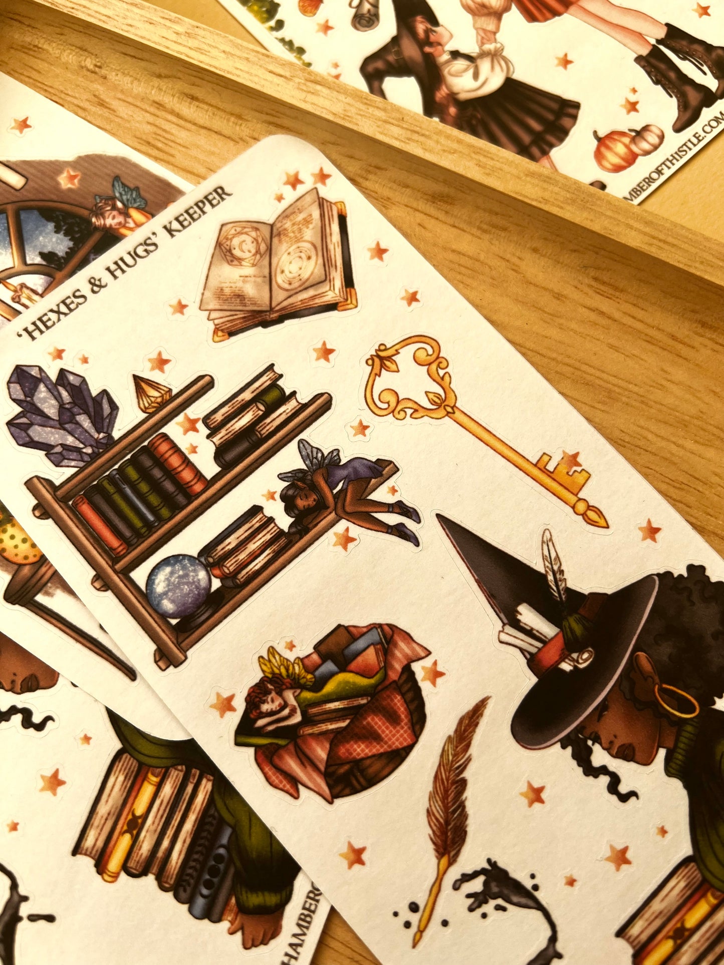 “Hexes & Hugs bookshop” Set of three sticker sheets