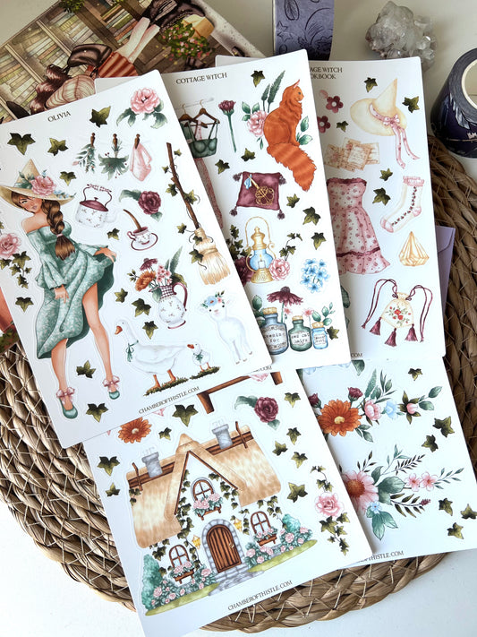 Cottage Witch sticker collection (matte vinyl)
