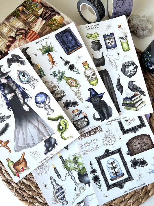 Black Witch sticker collection (matte vinyl)