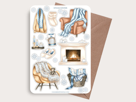 Hygge winter sticker sheet