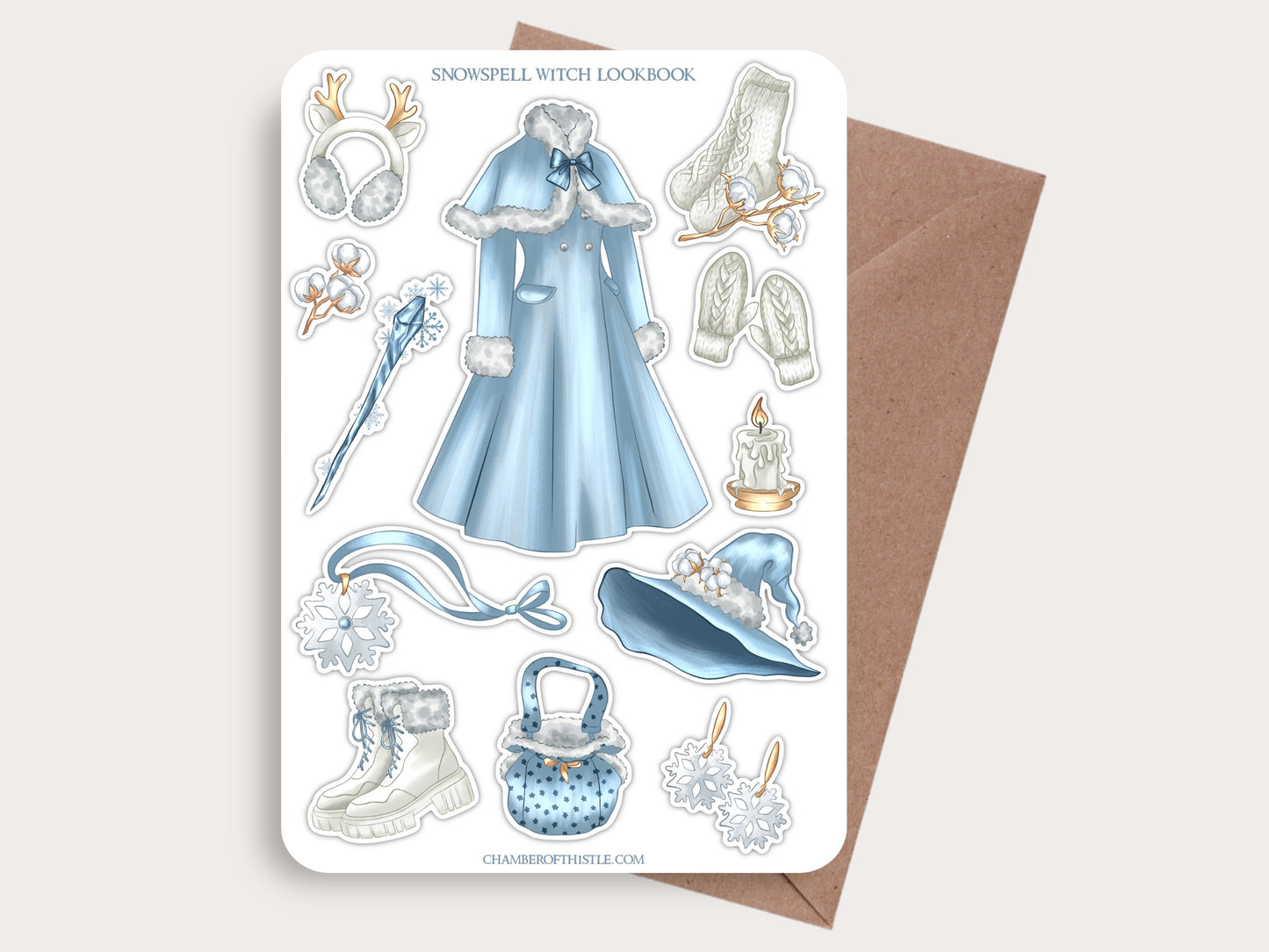 Snowspell witch lookbook sticker sheet