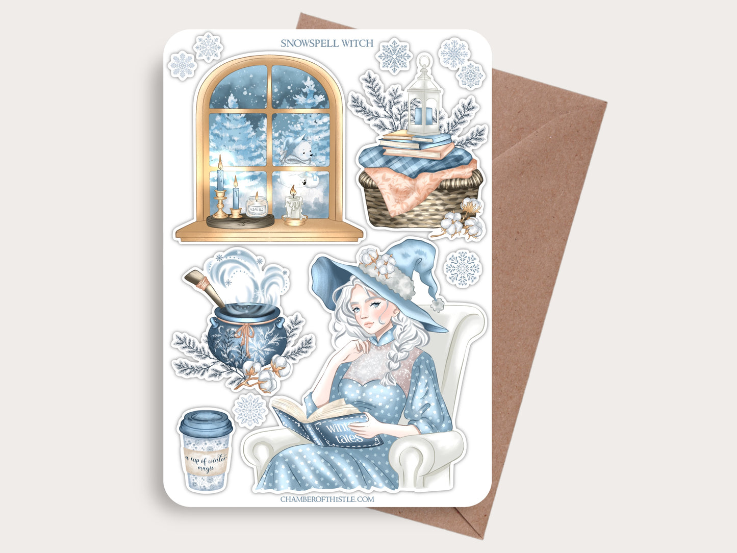 Snowspell witch sticker sheet