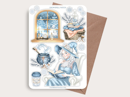 Snowspell witch sticker sheet