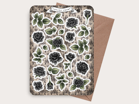 Gothic roses sticker sheet