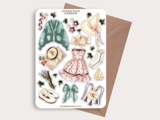 Cottage witch lookbook sticker sheet