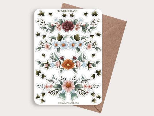 Flower garland sticker sheet