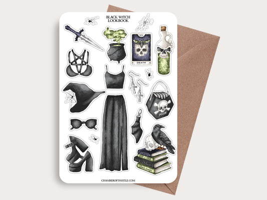Black witch lookbook sticker sheet