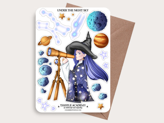Under the night sky sticker sheet