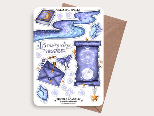 Celestial spells sticker sheet