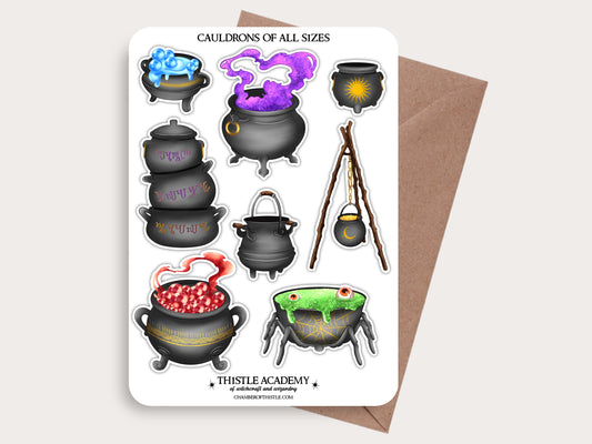 Cauldrons of all sizes sticker sheet