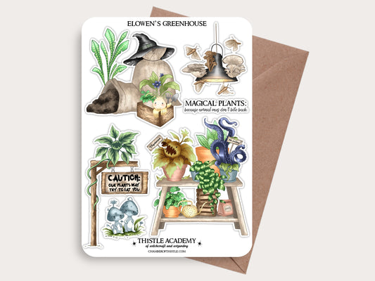 Elowen’s greenhouse sticker sheet
