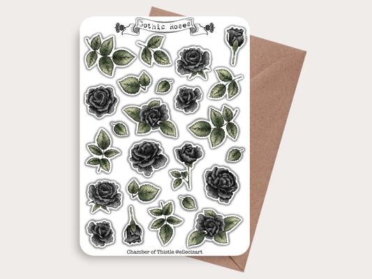 Gothic-Rosen-Aufkleberbogen