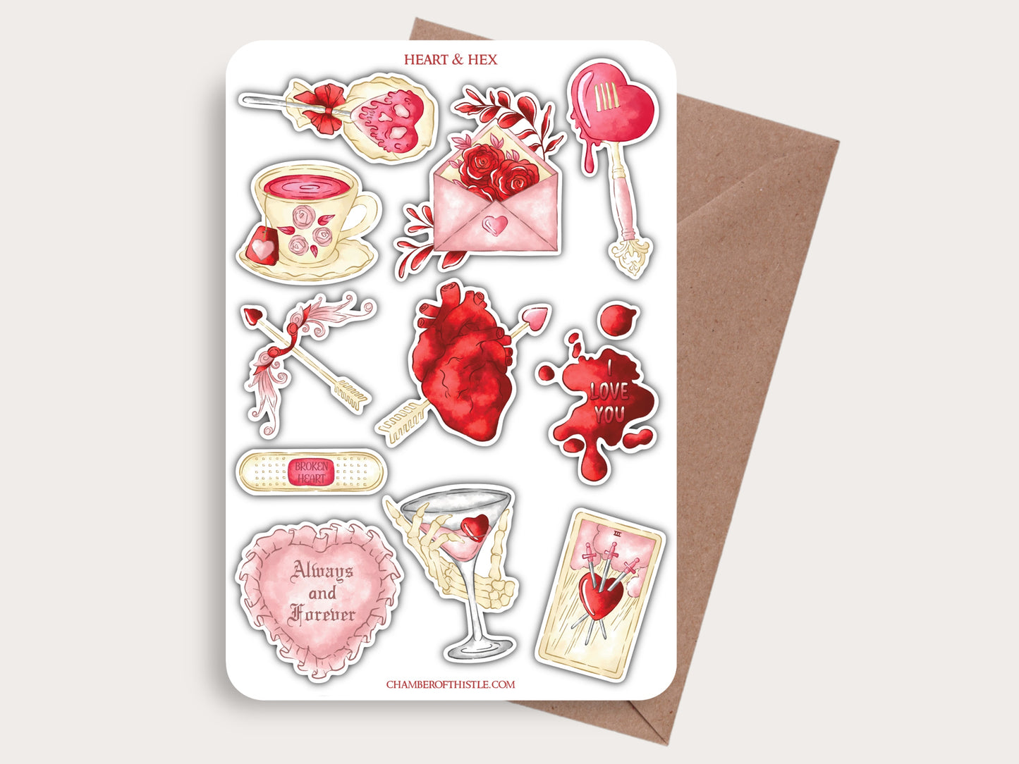 Heart & Hex sticker sheet